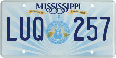 MS license plate LUQ257