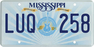 MS license plate LUQ258