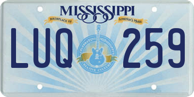 MS license plate LUQ259