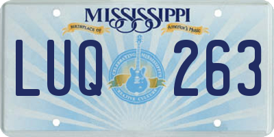 MS license plate LUQ263
