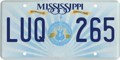 MS license plate LUQ265