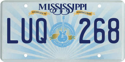 MS license plate LUQ268