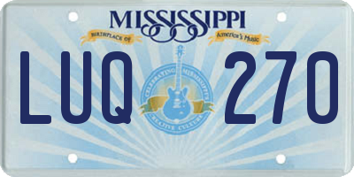 MS license plate LUQ270