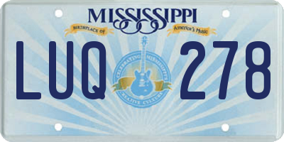 MS license plate LUQ278