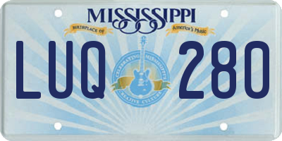 MS license plate LUQ280