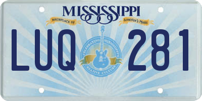 MS license plate LUQ281