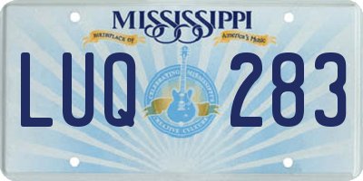 MS license plate LUQ283