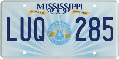 MS license plate LUQ285