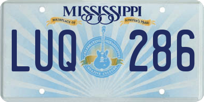 MS license plate LUQ286