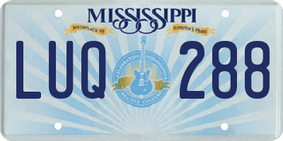 MS license plate LUQ288