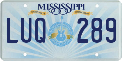 MS license plate LUQ289