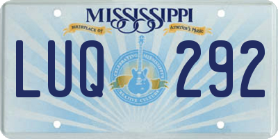 MS license plate LUQ292