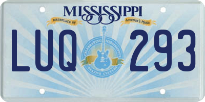 MS license plate LUQ293