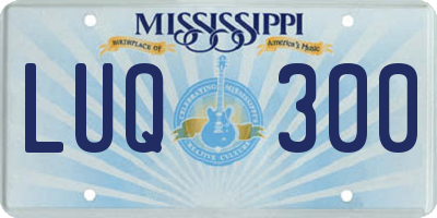 MS license plate LUQ300
