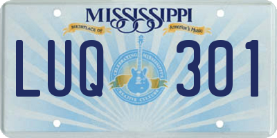 MS license plate LUQ301