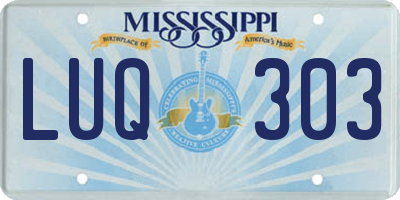 MS license plate LUQ303
