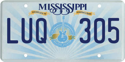 MS license plate LUQ305