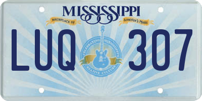 MS license plate LUQ307