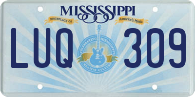MS license plate LUQ309