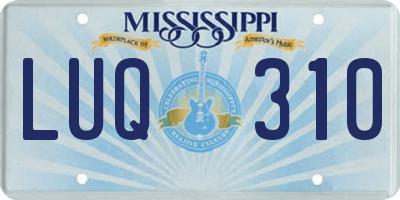 MS license plate LUQ310