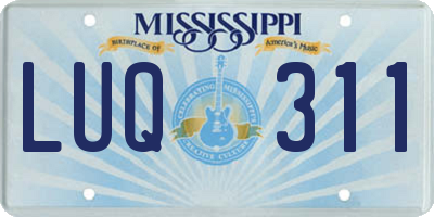 MS license plate LUQ311