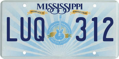 MS license plate LUQ312
