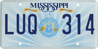 MS license plate LUQ314