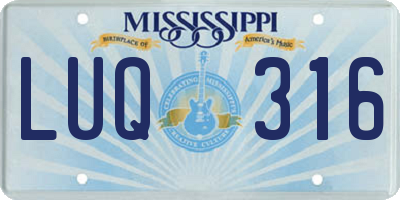 MS license plate LUQ316