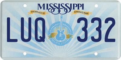 MS license plate LUQ332