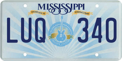 MS license plate LUQ340