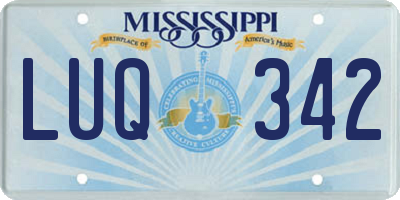 MS license plate LUQ342