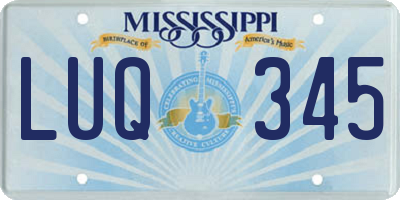 MS license plate LUQ345