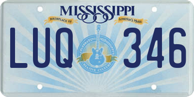 MS license plate LUQ346