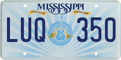 MS license plate LUQ350