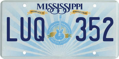 MS license plate LUQ352