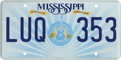 MS license plate LUQ353