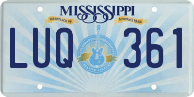 MS license plate LUQ361