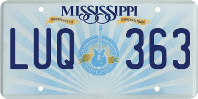 MS license plate LUQ363