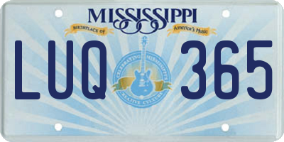 MS license plate LUQ365