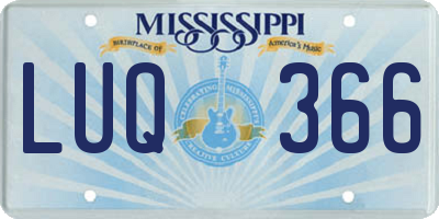MS license plate LUQ366