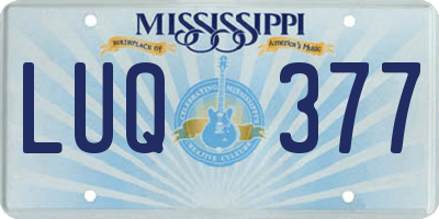 MS license plate LUQ377