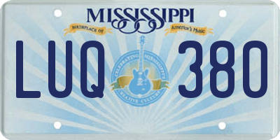 MS license plate LUQ380
