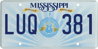 MS license plate LUQ381