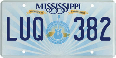 MS license plate LUQ382