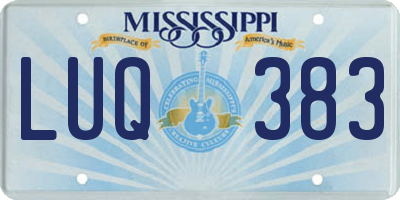 MS license plate LUQ383