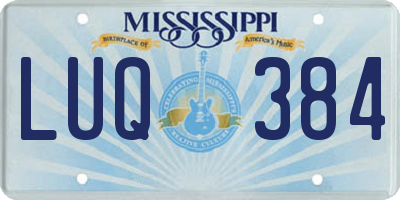 MS license plate LUQ384