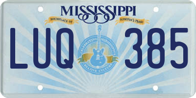 MS license plate LUQ385