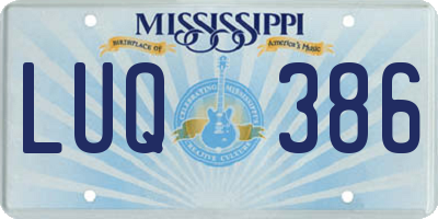 MS license plate LUQ386