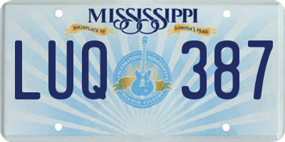 MS license plate LUQ387