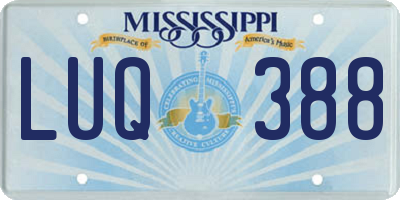 MS license plate LUQ388